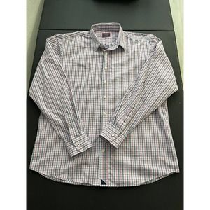 Untuckit Extra Large Tall Adult Shirt Button Up Pink Blue Plaid Long Sleeve Mens